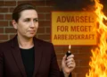Socialdemokratiet og for meget arbejdskraft Mette holder en lighter i hånden