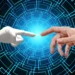 kunstig intelligens - menneskehånd møder AI-hånd