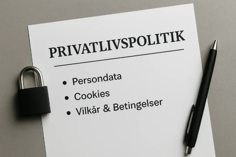 Privatlivspolitik for sandheden.net - papir kuglepen og hængelås.